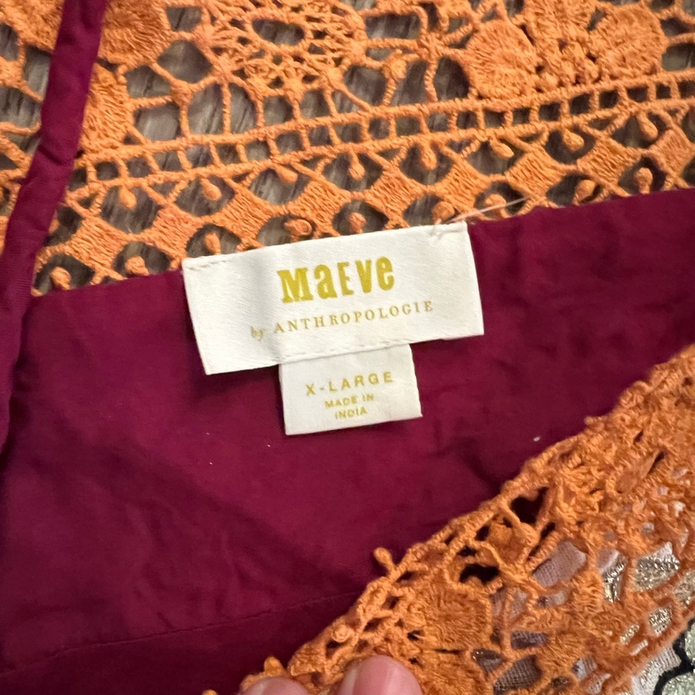 Anthropologie Maroon and Yellow Patterned Maxi Dress - Picture 5 of 15